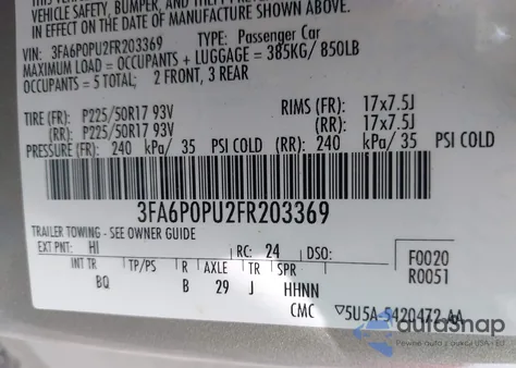 2015 Ford Fusion Energi Se Luxury from USA, damaged, VIN 3FA6P0PU2FR203369